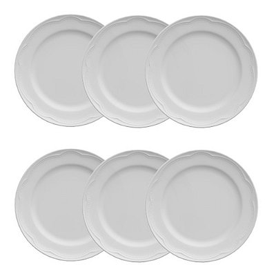 Jogo de Pratos de Sobremesa Cottage - Branco - 6 Peças - Germer