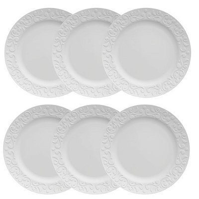 Jogo de Pratos de Sobremesa Tassel - Branco - 6 Peças - Germer