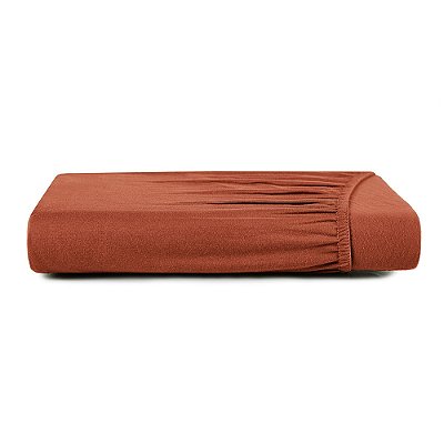 Lençol Com Elástico Malha In Cotton Casal - Laranja Autumn - Altenburg