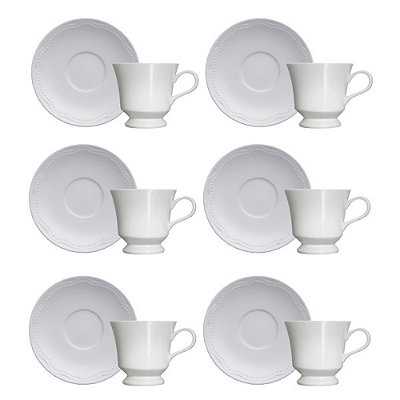 Jogo de Chá Cottage Branco - 12 Peças - Germer