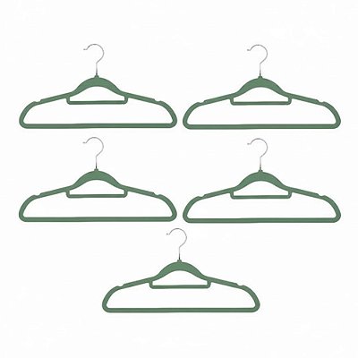 Conjunto de Cabides de Veludo - Verde - 5 Peças - Casita