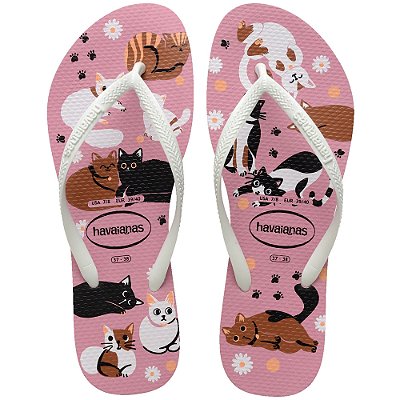 Chinelo Feminino Slim Pets Gatos Rosa - Havaianas