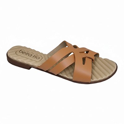 Sandália Feminina Rasteira Napa Turim - Caramelo - Beira Rio