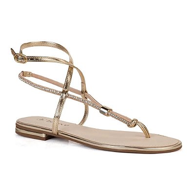 Sandália Rasteirinha com Tiras Strass - Dourada - Bebecê