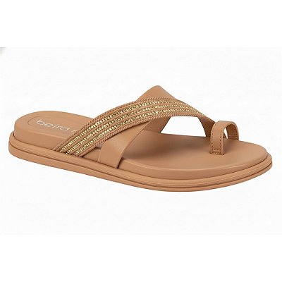 Chinelo Feminino Papete com Brilho Wires - Ouro Rosado - Beira Rio