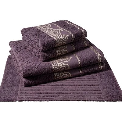 Jogo de Toalhas de Banho Barroca - Mauve - 5 Peças - Caviquioli