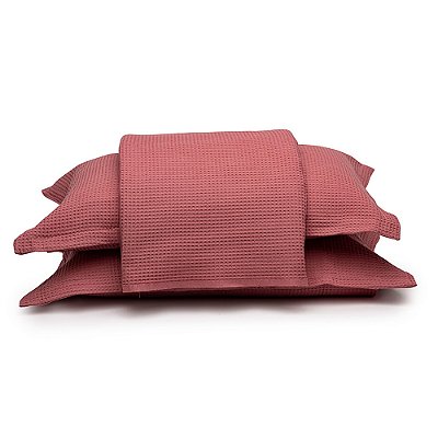 Kit Colcha Piquet King - Terracota - 3 Peças - Döhler