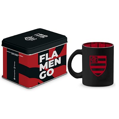 Caneca de Vidro Diamond Metalic Lata - Flamengo - 300ml - Brasfoot