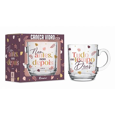 Caneca de Vidro Elegance - 300ml - Tempo de Deus - Brasfoot