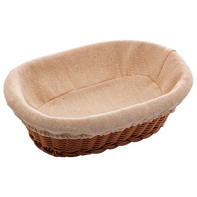 Cesta Oval de Rattan com Forro em Tecido 27cm - Lyor
