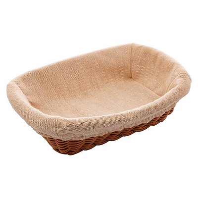 Cesta Retangular de Rattan com Forro em Tecido 24cm - Lyor