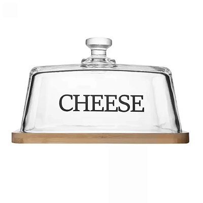 Queijeira de Vidro e Bambu Basic Cheese 21cm - Wolff