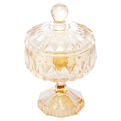 Potiche de Cristal Âmbar com Pé 18cm - Wolff