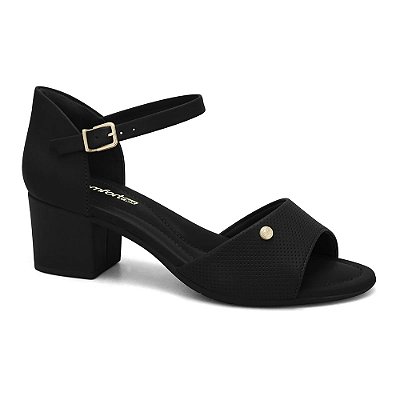 Sandália Salto Médio Bloco - Preta - Comfortflex