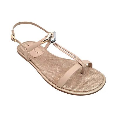 Sandália Rasteira Lágrima Dourada - Bege - Ramarim