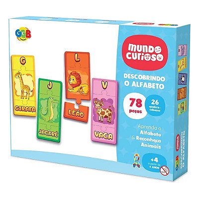 Jogo Descobrindo o Alfabeto Mundo Curioso 78 peças - GGB Brinquedos