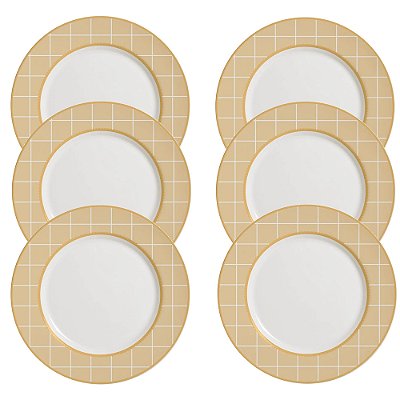 Jogo de Pratos Rasos Laços de Páscoa Amarelo - 29cm - 6 Peças - Alleanza