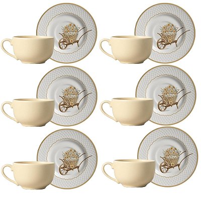 Jogo de Xícaras de Chá Páscoa Huppert - 12 Peças - Alleanza