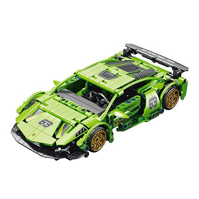 Blocos de Montar Supercars com Fricção Lamborguini Verde 385 Peças - Bloxi