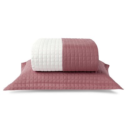 Jogo de Colcha Dupla Face Plaza Queen - Rosa Antigo/Palha - Lavive