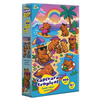 Quebra-Cabeça Metalizado Capivara Tropical 100 Peças - Jak