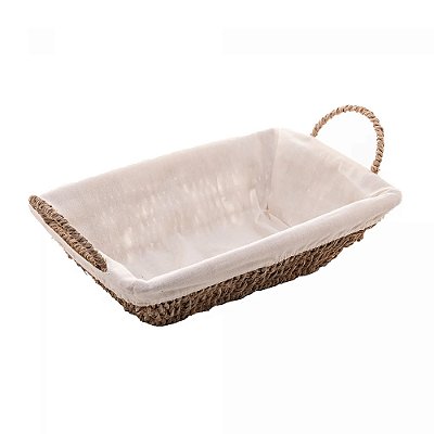 Cesta Retangular de Sisal com Forro em Tecido e Alça 34cm - Wolff