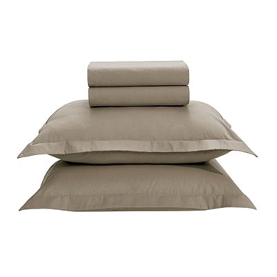 Jogo de Cama Casal Tom 200 Fios - Grão - 4 Peças - Karsten
