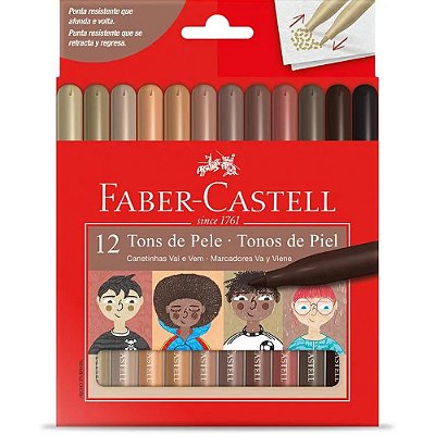 Canetinhas Colors Tons de Pele - 12 Cores - Faber-Castell
