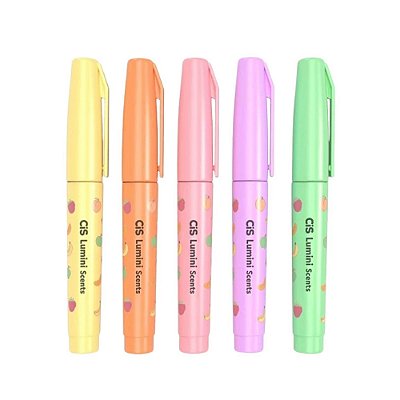 Conjunto de Marca Texto Mini Lumini Scents - 5 Cores - Pastel - Cis