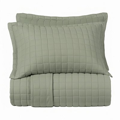 Jogo de Colcha Malha Fio Penteado Casal - Verde Bond - 3 Peças - Altenburg