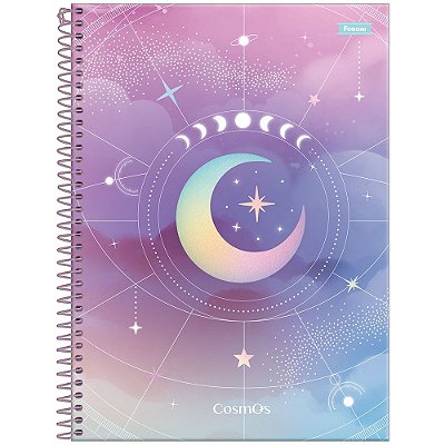 Caderno Universitário Cosmos - Fases da Lua - 160 Folhas - Foroni