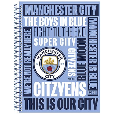 Caderno Espiral Manchester City - Cityzens - 80 Folhas - Animativa