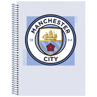 Caderno Espiral Manchester City - Brasão - 80 Folhas - Animativa