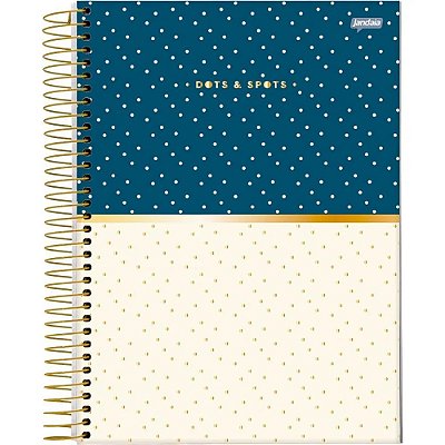 Caderno Espiral Dots e Spots - Marinho - 80 Folhas - Jandaia