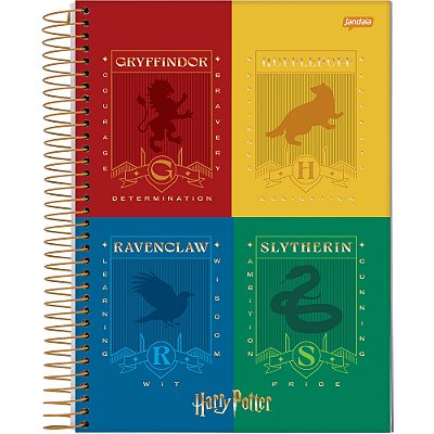 Caderno Espiral Harry Potter - Qualidades das Casas - 96 folhas - Jandaia