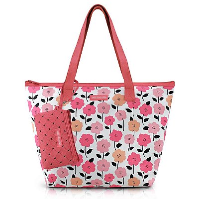 Bolsa com Niqueleira -  Pink Love - Salmão - Jacki Design