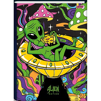 Caderno Brochura Alien Nation - Alien Pizza - 80 Folhas - Jandaia