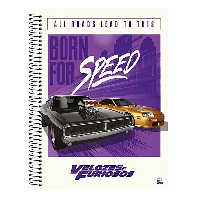 Caderno Espiral Velozes e Furiosos - Speed - 80 Folhas - Animativa