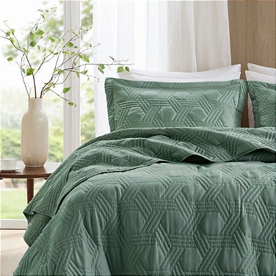 Jogo de Colcha Prisma - Queen - Verde - Corttex