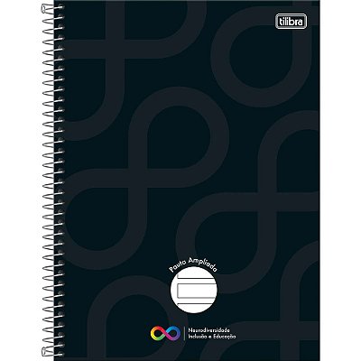 Caderno Pauta Ampliada Neurodiversidade 80 Folhas - Preto - Tilibra