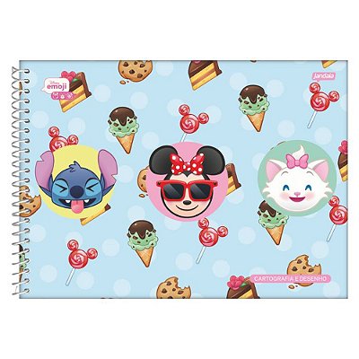 Caderno de Cartografia e Desenho Disney Emoji - 80 Folhas - Jandaia