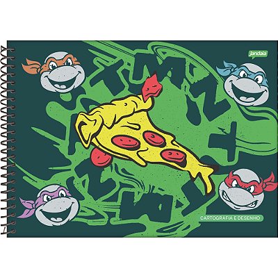 Caderno de Cartografia e Desenho Tartarugas Ninja - 80 Folhas - Jandaia