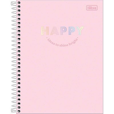 Caderno Espiral Happy - Rosa - 80 Folhas - Tilibra