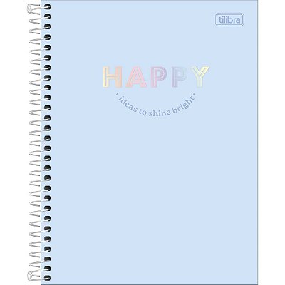 Caderno Espiral Happy - Azul - 80 Folhas - Tilibra
