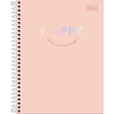 Caderno Espiral Happy - Salmão - 80 Folhas - Tilibra
