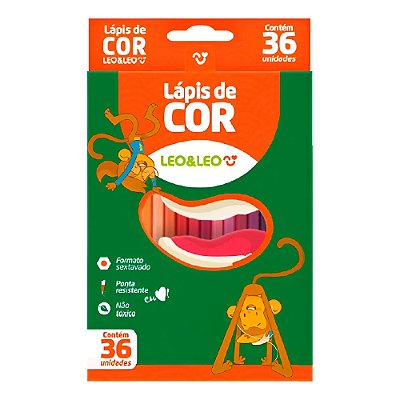 Lapis de Cor Sextavado - 36 Cores - Leo&Leo
