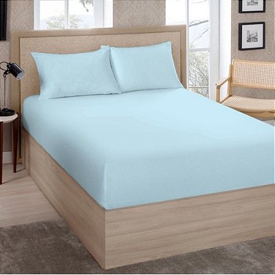 Lençol com Elástico Premium Linea 150 Fios - Solteiro - Azul - Estamparia