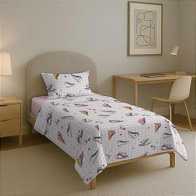 Jogo de Cama Premium Linea Infantil Solteiro - Tênis - 180 Fios - Estamparia