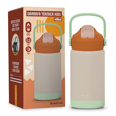 Garrafa Térmica Kids - Bege - 400ml - Brasfoot