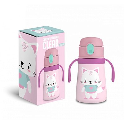 Garrafa Térmica Infantil Clear - Gatinha - 360ml - Brasfoot